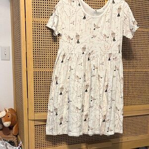 Rylee & Cru Winter bird, deer t shirt dress S